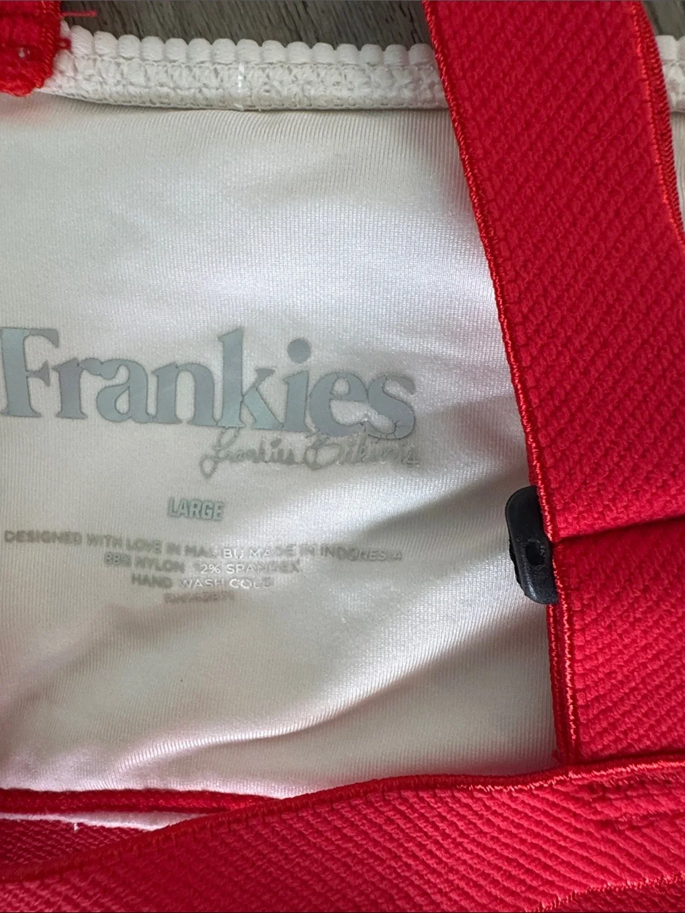 Frankie's Buckle Up Bikini White and Red Ribbed Two-Piece Bikini